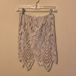 White lace mini skirt